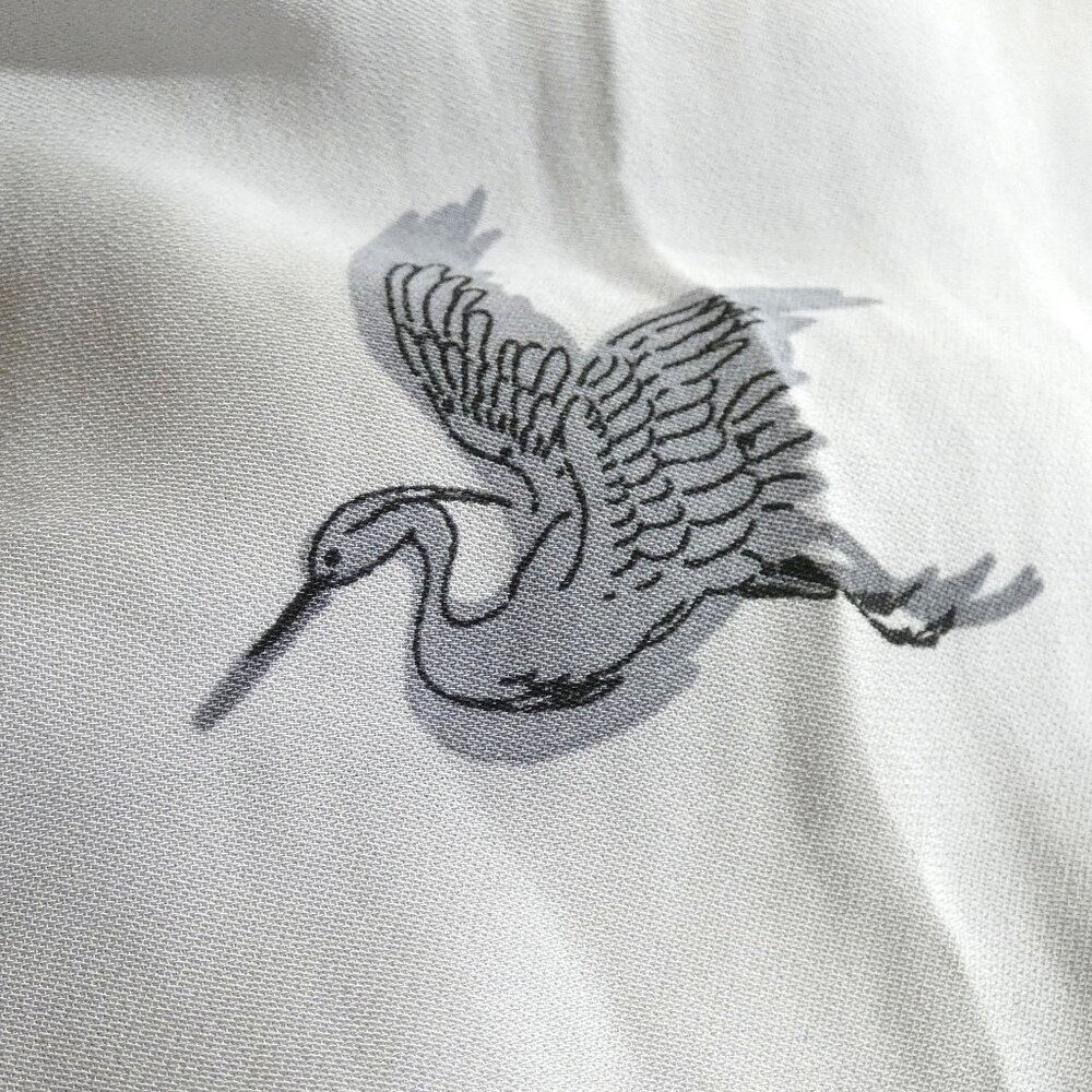Great Plains Blouse Women Size S Gray Cranes Birds Designer Top Long Sleeve - Picture 7 of 10